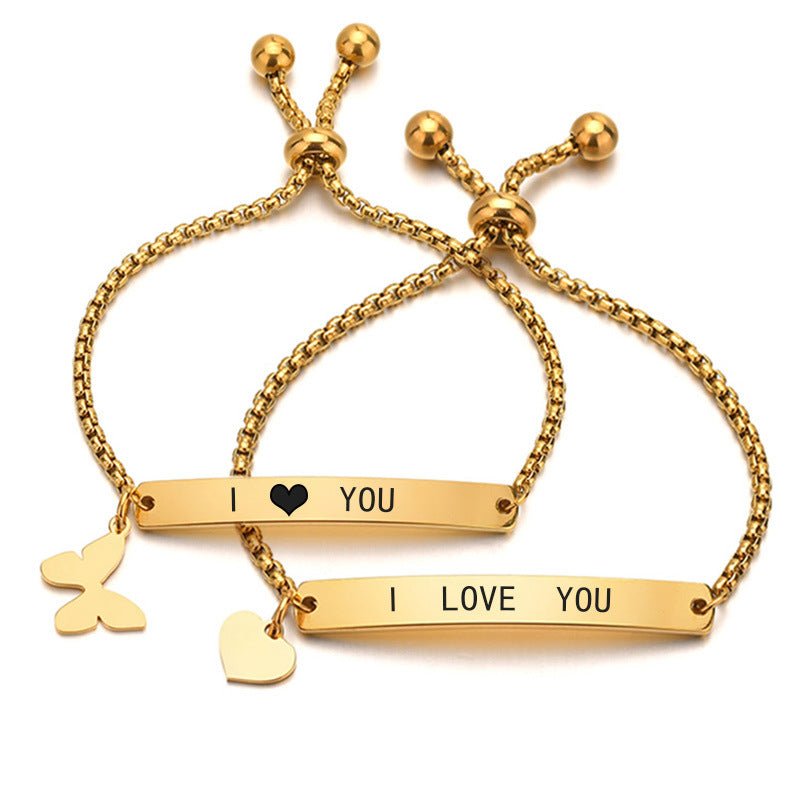 Luxe Engraved Charm Bar Bracelet