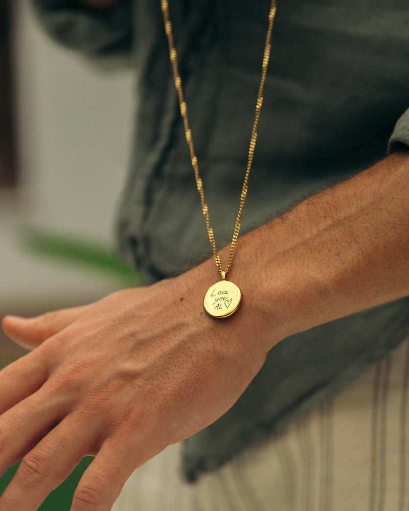 Handwriting Coin Necklace Set