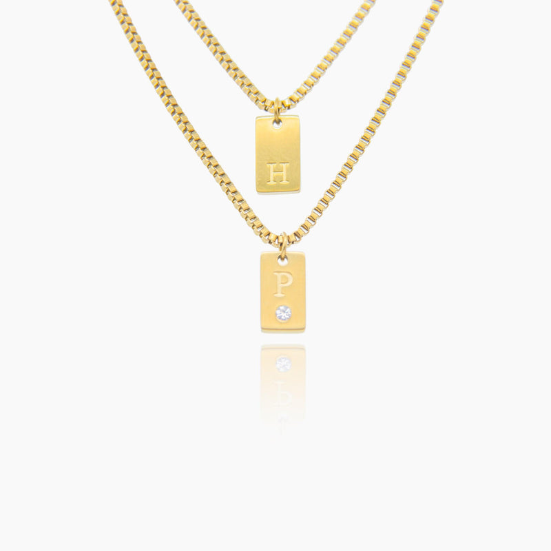 Elegant Initial Charm Layered Necklace - Customcuff