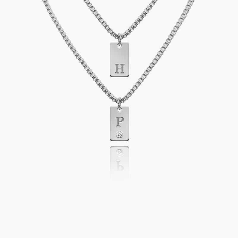 Elegant Initial Charm Layered Necklace - Customcuff