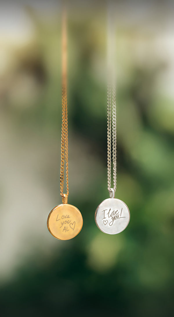 Handwriting Coin Necklace Set