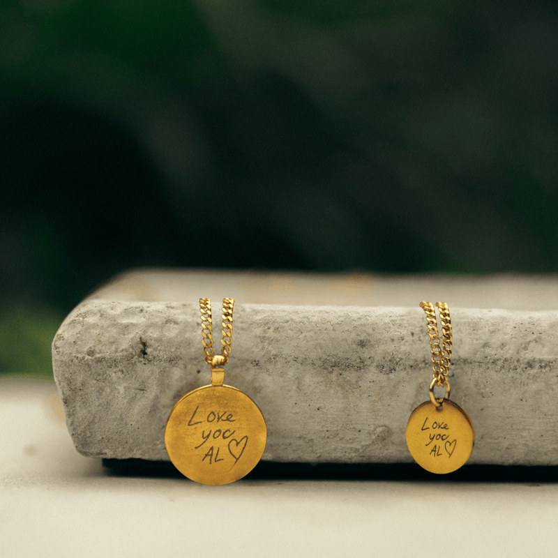 Handwriting Coin Necklace Set