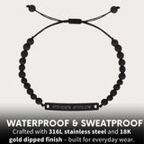 Personalized Lava Bracelet, Custom Coordinates Bracelet For Couples, Black Beaded Engraved Customized Bracelet for Him Sweatproof Waterproof