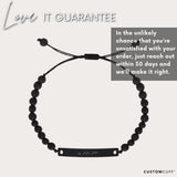 Personalized Lava Bracelet, Custom Coordinates Bracelet For Couples, Black Beaded Engraved Customized Bracelet for Him Sweatproof Waterproof