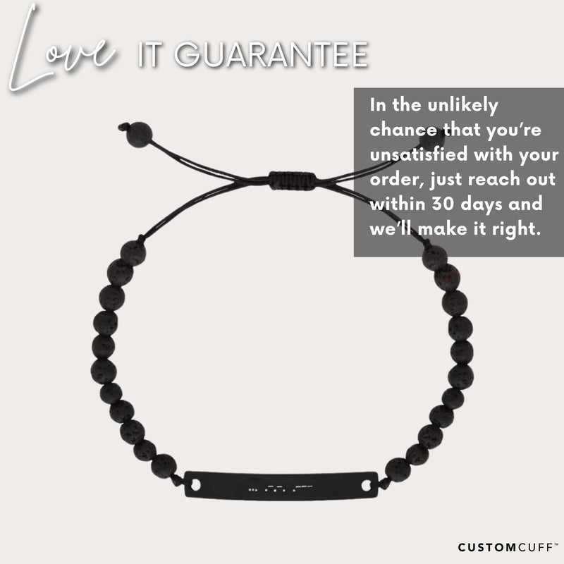 Personalized Lava Bracelet, Custom Coordinates Bracelet For Couples, Black Beaded Engraved Customized Bracelet for Him Sweatproof Waterproof