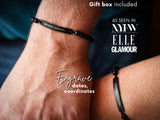 Personalized Lava Bracelet, Custom Coordinates Bracelet For Couples, Black Beaded Engraved Customized Bracelet for Him Sweatproof Waterproof