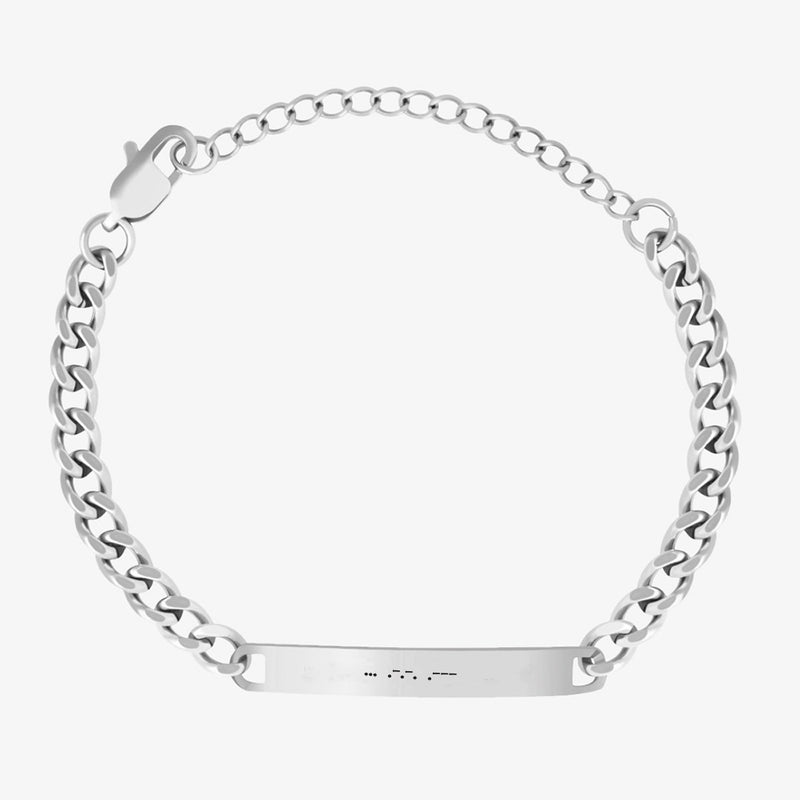 Personalized bracelet in silver with morse code engraved