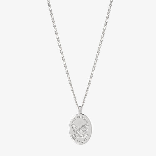 Memories necklace with butterfly in silver