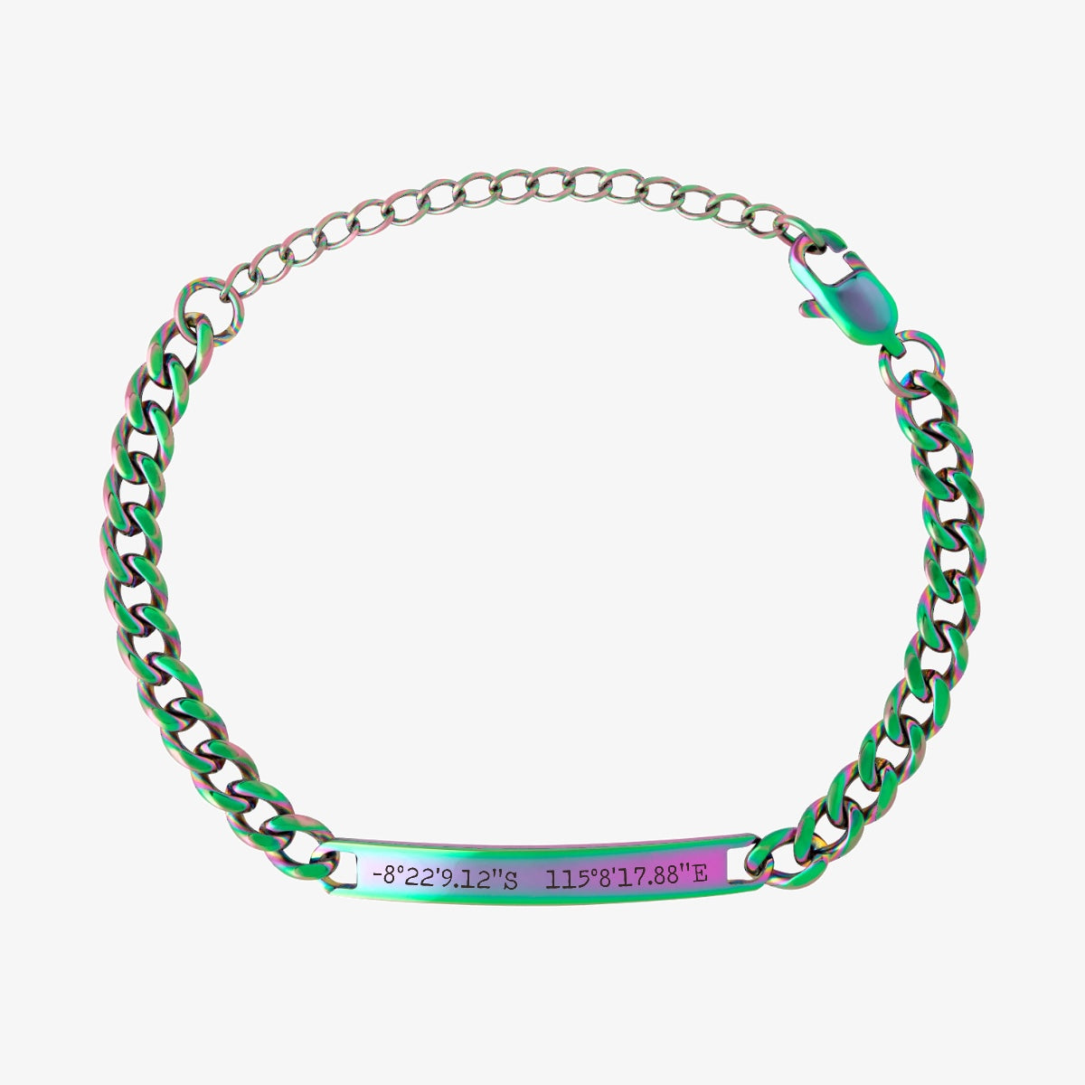 Customizable bracelet with coordinates in aurora