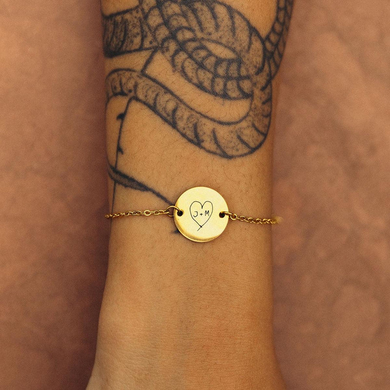 Minimal Handwriting Coin Bracelet