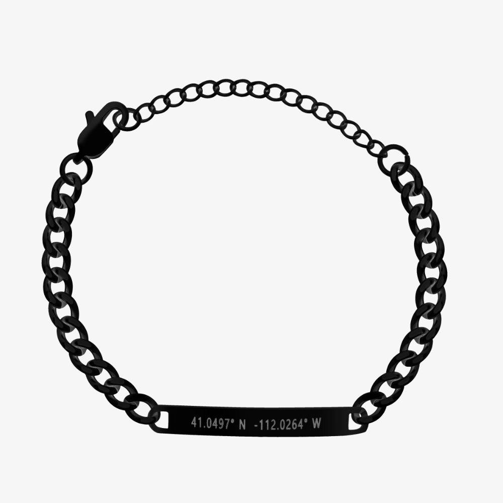 Custom Chain Bracelet | Matte Black | Custom Engraved Jewelry | Waterproof & Won't Fade | CustomCuff