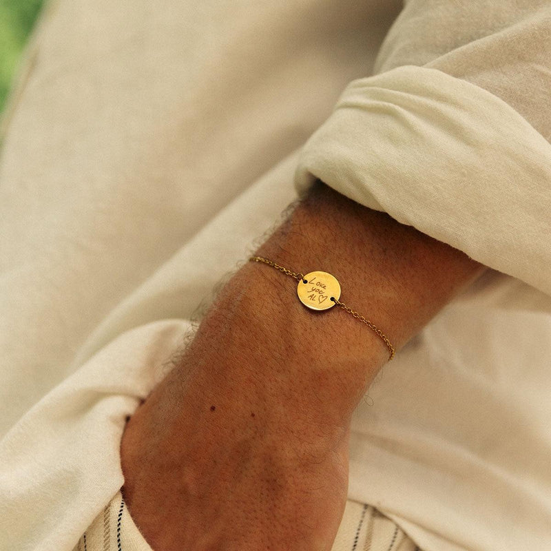 Minimal Handwriting Coin Bracelet